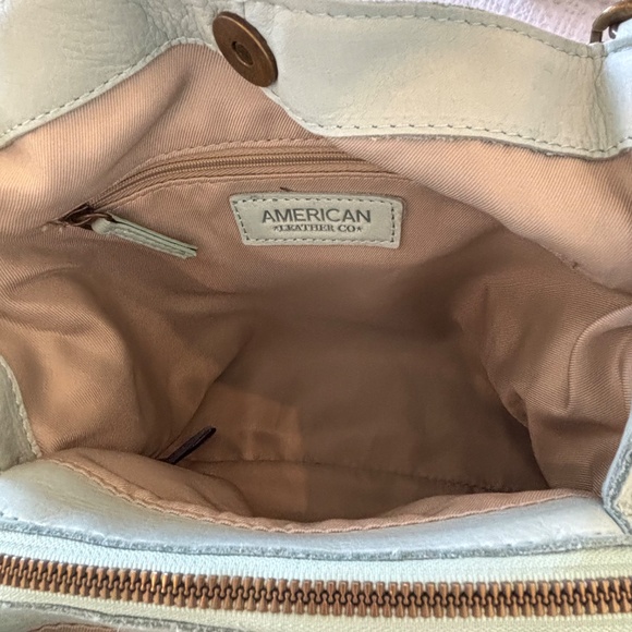 NWT American Leather Co.  genuine leather hobo bag in a light blue/mint color, - Picture 6 of 16